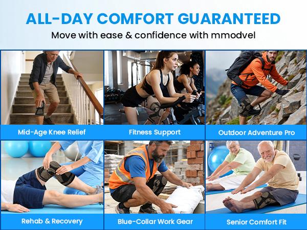 UGEM 2 Pack Knee Braces for Knee Pain, Compression Knee Sleeves with Patella Gel Pad & Side Stabilizers,Workout Sports Knee Braces for Women & Men, Pain Relief for Meniscus Tear, ACL & Arthritis Pain Relief