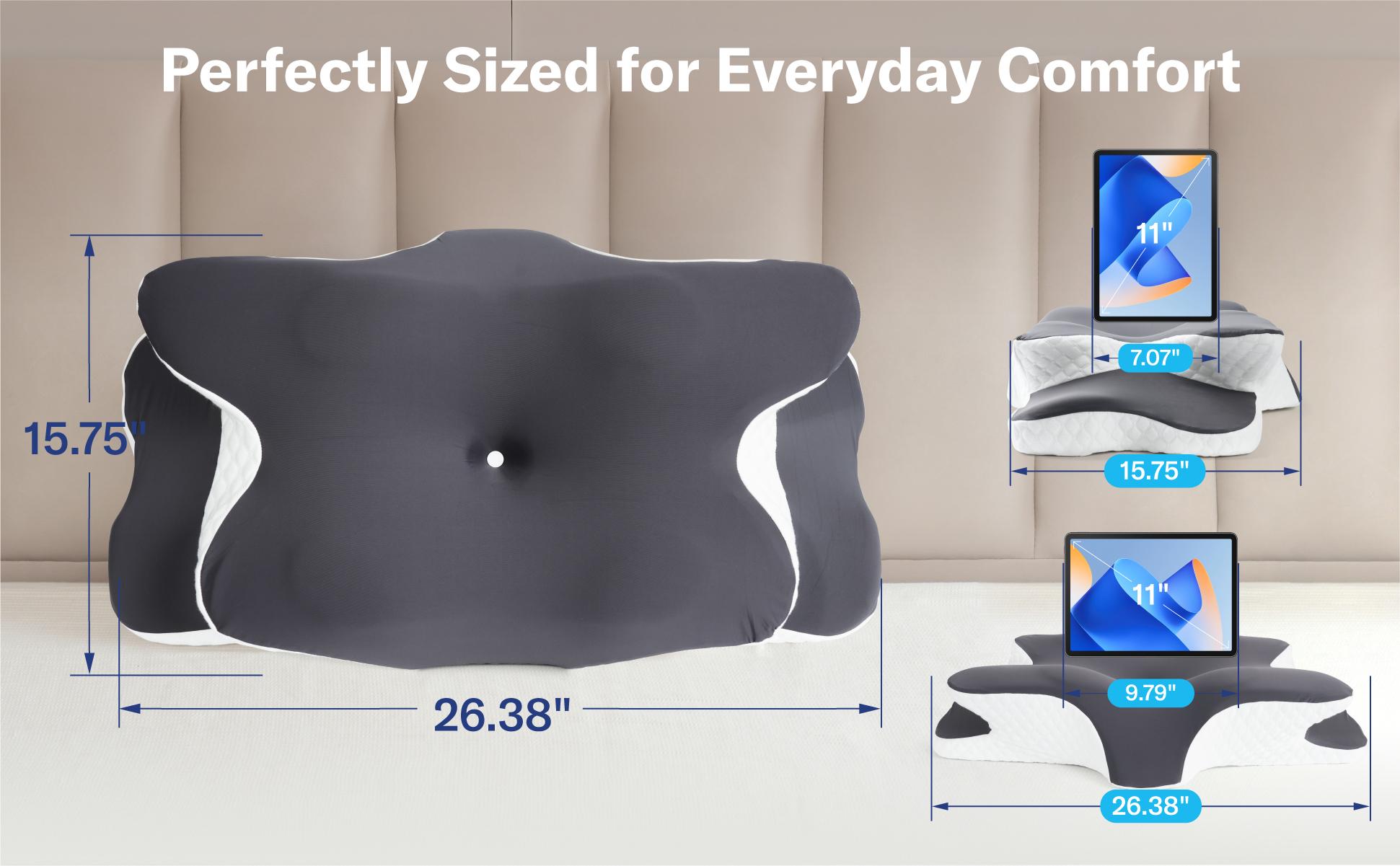 Alcedo Cervical Memory Foam Pillow for Neck and Shoulder Pain Relief, Adjustable Ergonomic Contour Orthopedic Pillow with Cervical Support for Side, Back and Stomach Sleepers