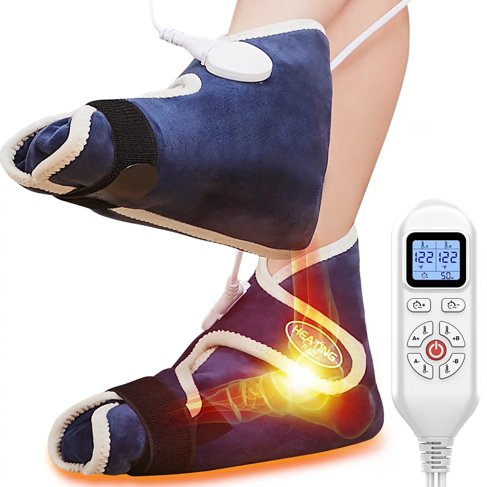 AOKEBO Heated Foot Warmer 1 Pair, Under Desk Foot Heating Pad for Cold Feet & Pain Relief, Heat Therapy for Neuropathy & Plantar Fasciitis, 86-158°F Adjustable Warmers for Women Men
