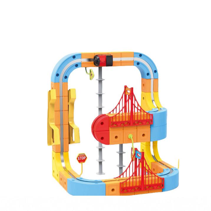 KlickRail Electric Train Set Flexible Race Track for 3 4 5 6 7 8 years old boys and girls, Building Toy Train Track Gravity-Defying 3D Embedded Layouts & Motorized Car, STEM Gift(Deluxe Set(155 Piece))