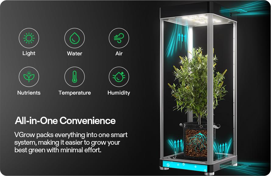 VGrow All-in-One Smart Grow Box, Professional System with Samsung LM301H EVO Grow Light, Advanced Circulation & Ventilation System, Irrigation, Nutrient, Magnetic Window for Indoor Hydroponics VGrow All-in-One Smart Grow Box, Professional System with Samsung LM301H EVO Grow Light, Advanced Circulation & Ventilation System, Irrigation, Nutrient, Magnetic Window for Indoor Hydroponics