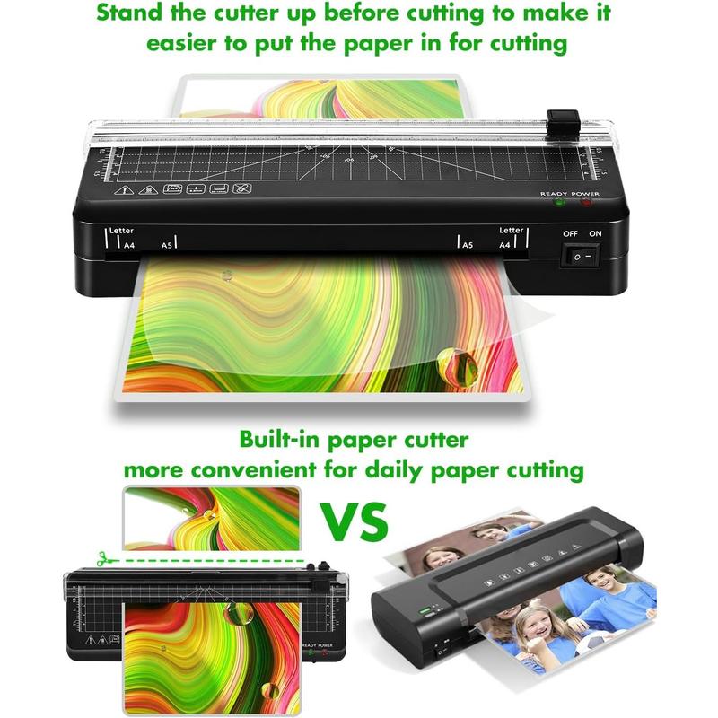 4-IN-1 Portable A4 Laminator with 60s Warm-Up Precision Cutting & No Wrinkles Technology for Photos Docs Cards Compact Size Versatile Input Efficient Laminating Ideal for Home Office School