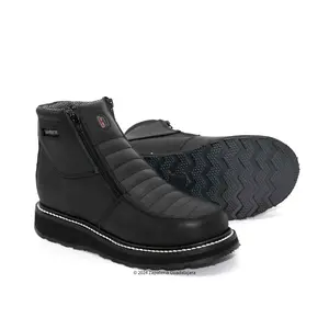 6" Soft Toe double zipper black leather work boot-HM339