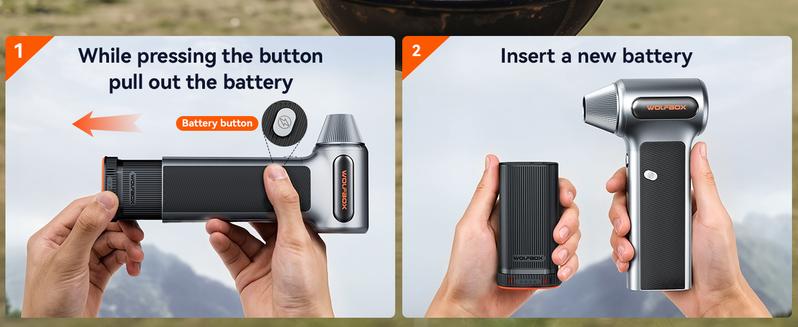 WOLFBOX MF200 Electric Air Duster with Removable Battery, Super Power Cordless Blower - 3-Speed Adjustable, Long Life Mini Air Duster with 4 Nozzles for Computer Keyboard, Car Cleaning, Outdoor Use TikTokShopHolidayHaul