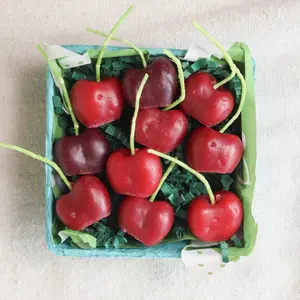 Dark Red Cherry Beeswax Candles Handcrafted in Los Angeles Real Fruit from California Orchards Unique Valentine's Day Gift Decor Nature