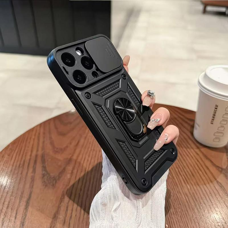 Phone Case For Women Men With Slide Camera Cover And Screen Protector, Rugged Hard Phone Case With Magnetic Stand For iPhone 17 16 15 14 13 12 11 Pro Max Plus Air