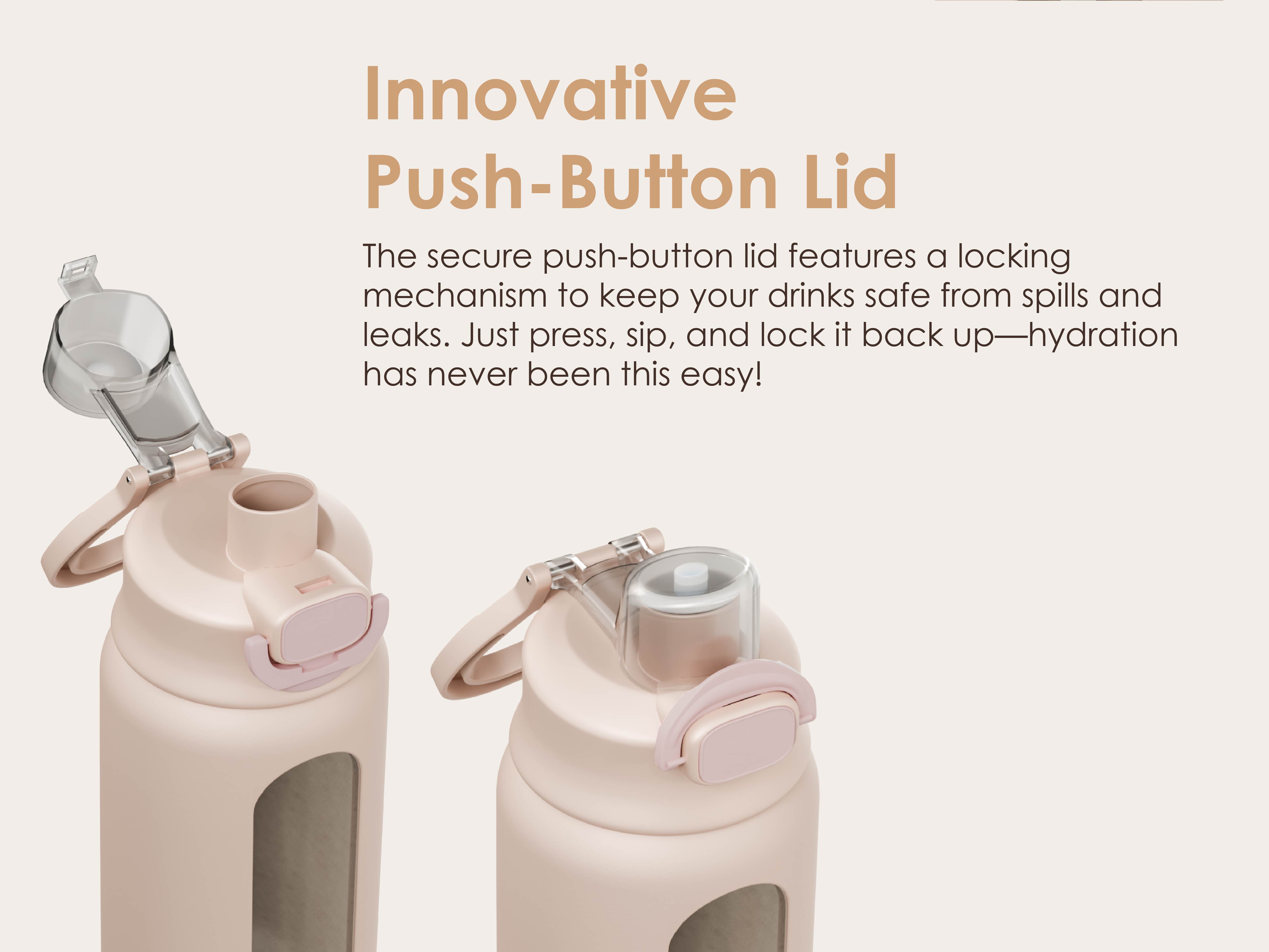 Sandjest Glass Water Bottle with Silicone Sleeve 24oz with Lid, Motivational Drinking Hydration Bottles for Men Women Gym Travel Sports Christmas Gift