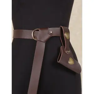 2 Pcs Medieval PU Leather Belt Set, Viking Knight Role Play Knife Sheath, Pirate Sword Scabbard, Renaissance Viking Faire LARP Halloween Cosplay Costumes