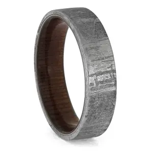 Plus Size Meteorite Ring with Wood Sleeve