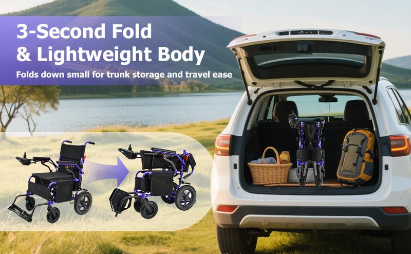 Zygenair Electric Wheelchair for Adults Lightweight Foldable Power Wheelchair with 500W Dual Motors 15 Miles Range All Terrain Wheels 330 lbs Capacity Enhanced Safety Features Durable Shock Absorbing