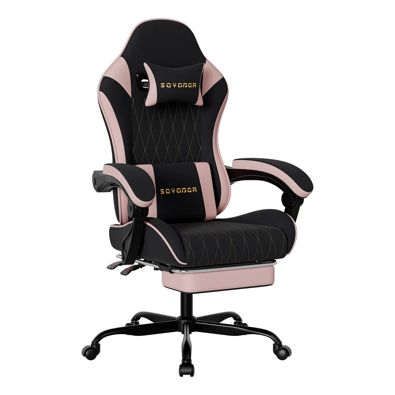 Ergonomic Office Chair  Reclining Gaming Chair with Adjustable armrest Footrest  Breathable, Durable Fabric  Heavy-Duty Base  Padded Seat  Silent Swivel Casters  Versatile Computer Chair for Gaming, Office Work, Live Streaming  lumbar support wide cushion