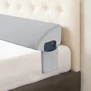 Bed Wedge Pillow for Headboard, Modern Stylish Pillow to Fill Gap Between Headboard and Mattress, Bed Gap Filler, Grey