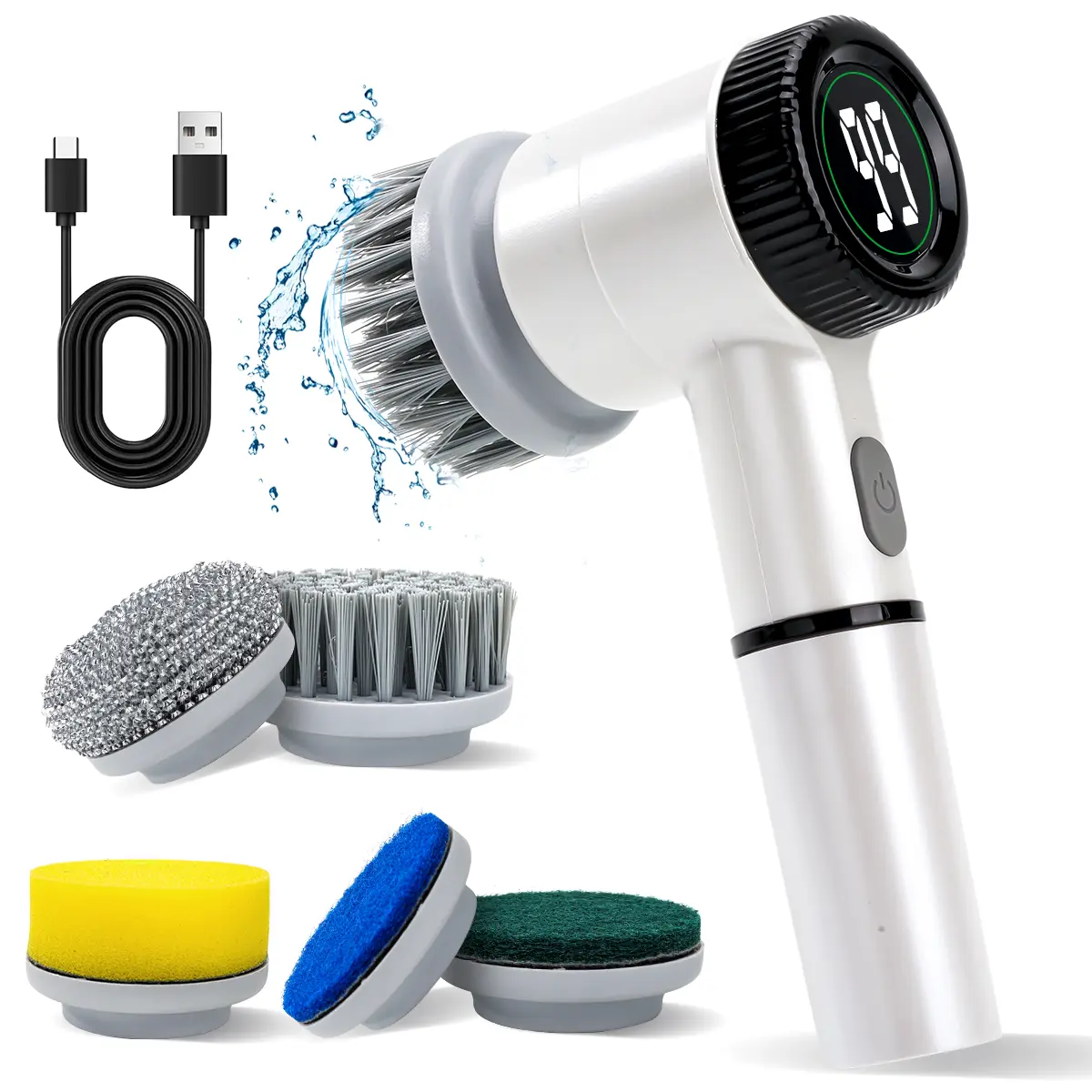 Electric Spin Scrubber, Cordless Shower Scrubber, Cleaning Brush with 5 Replaceable Brush Heads – 2-Speed, IPX7 Waterproof, Multi-Purpose Electric Scrubber for Bathroom, Kitchen, Tub, Tile, Floor & Toilet love gift