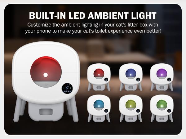 Automatic Cat Litter Box, 95 L Self Cleaning for Multiple Cats, with Safety Protection, App Control,1 Roll Garbage Bags