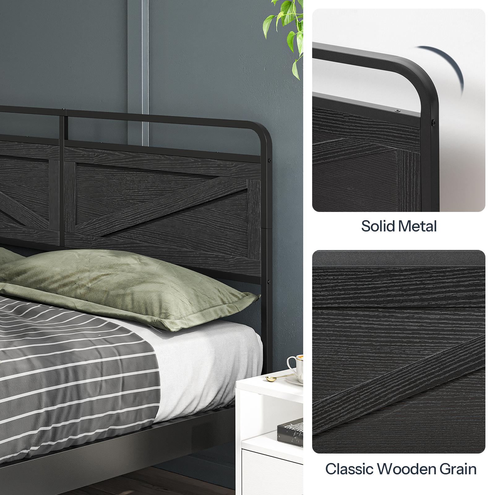 HOOBRO Wooden Panel Headboard, Queen Headboard, Minimalist Headboard with Metal Frame, Height Adjustable, Headboard with Bed Frame Adapter, Black Stylish Design