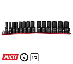 Capri 1/2″ Drive Standard Master SAE Impact Socket Set, 7/16 – 1-1/4″ with Billet Aluminum Tray