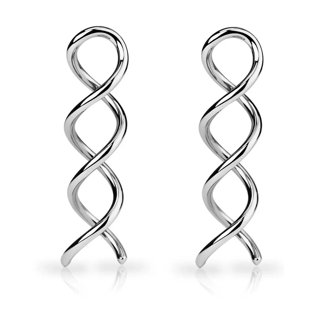 Swirl Twist Taper Earrings - 316L Surgical Steel - Pair Swirl Twist Taper Earrings - 316L Surgical Steel - Pair