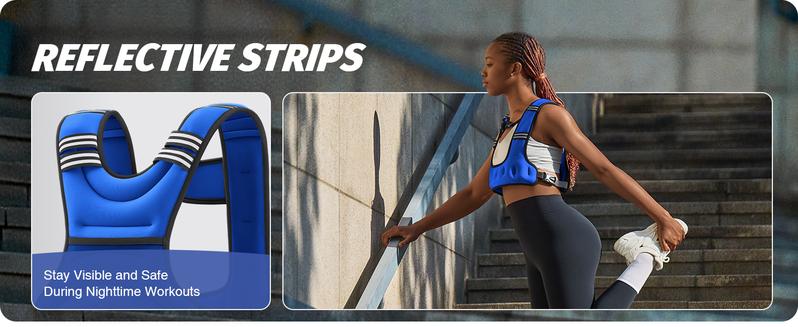 【Jumpstart Sale】ZELUS Weighted Vest for Women Men, 6/8/12/16/20lb Weight Vest with Arm Pouch Reflective Strips, U-Shaped Rucking Vest for Strength Training Muscle Building, Walking Running Vest for Fitness|Glutes Workout Equipment