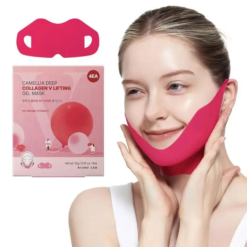 Camellia Deep Collagen Chin Lifting Gel Mask – Zempic Neck Solution, Double Chin Reducer, Defined Jawline Shaper, Firming, Jeju Camellia Ingredients for Skin Repair
