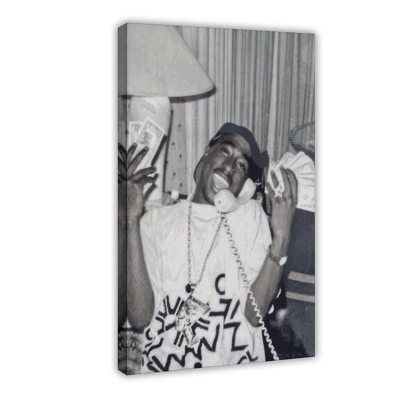 Tupac Shakur Street Photo, Hip Hop Legend Wall Decor, 90s Rap Icon Print, Black & White Urban Themed