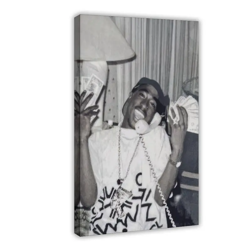 Tupac Shakur Street Photo, Hip Hop Legend Wall Decor, 90s Rap Icon Print, Black & White Urban Themed