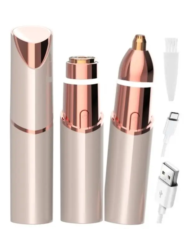 OANVA Women's Compact 2-in-1 USB Rechargeable Face Trimmer-Eyebrow Shaper, Hypoallergenic Precise Grooming Tool with LED Light, Single Item for Eyebrows Shaping & Peach Fuzz Control, Painless Beauty Gift