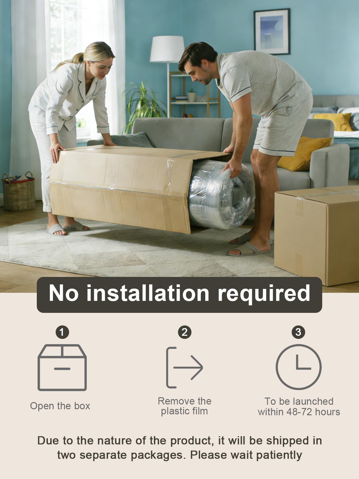 Compressed Sofa, 105.9-inch Modular Sectional Sofa, Extra Large L-shaped Corner Sofa, Deep Seat Design, Frameless Sofa, Chaise Lounge, Sofa Bed, Suitable for Living Room and Bedroom - No Assembly Required, Black