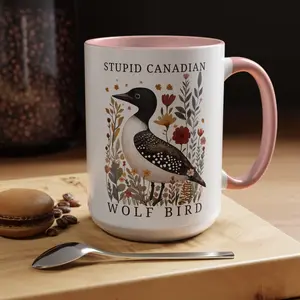 Stupid Canadian Wolf Bird Pottery Mug, Heated Movie Rivalry Mug, Hollander Rozanov Mug, LGBT Hockey Romance Mug