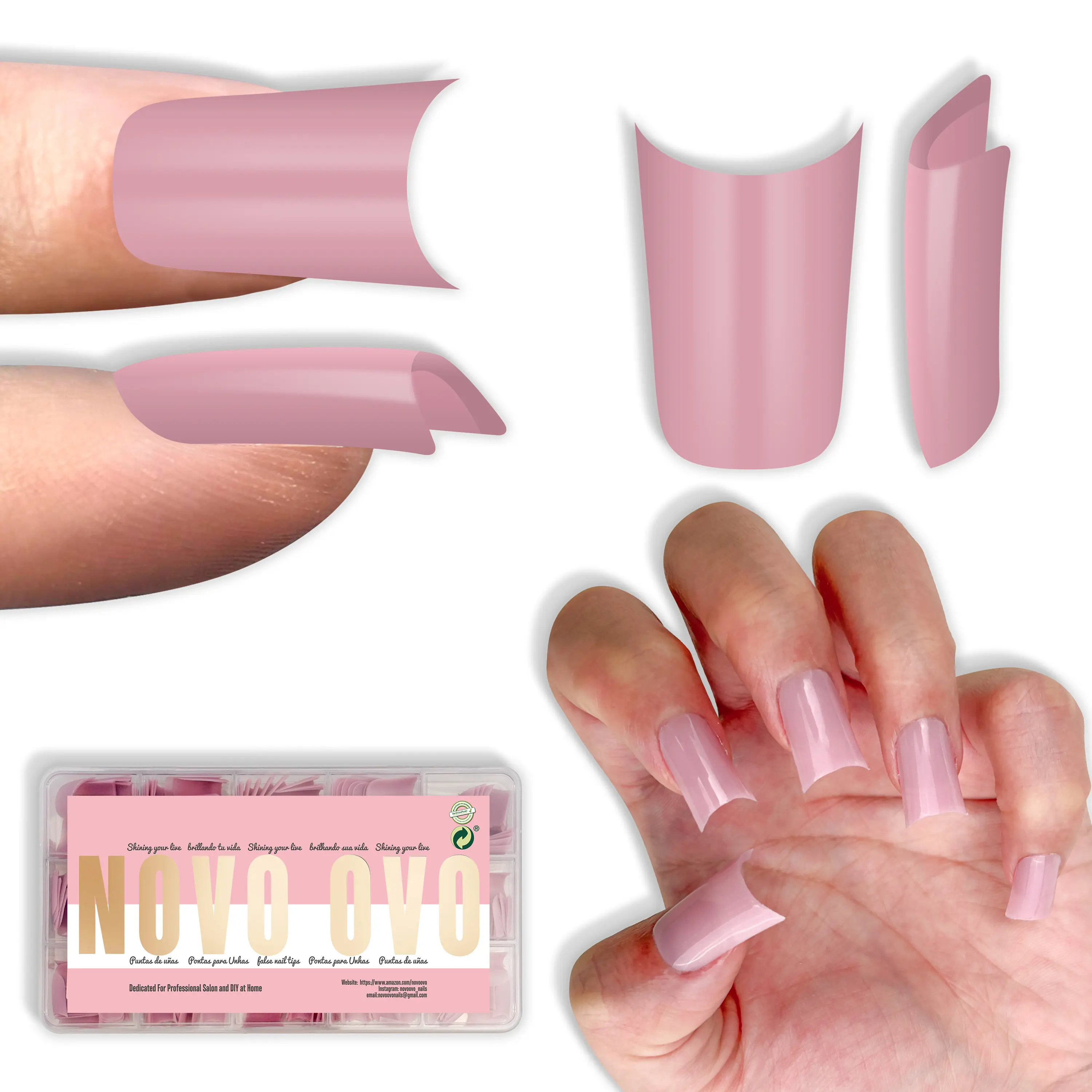 Duck Nails Short with Moon Curve Pure Berry Pink