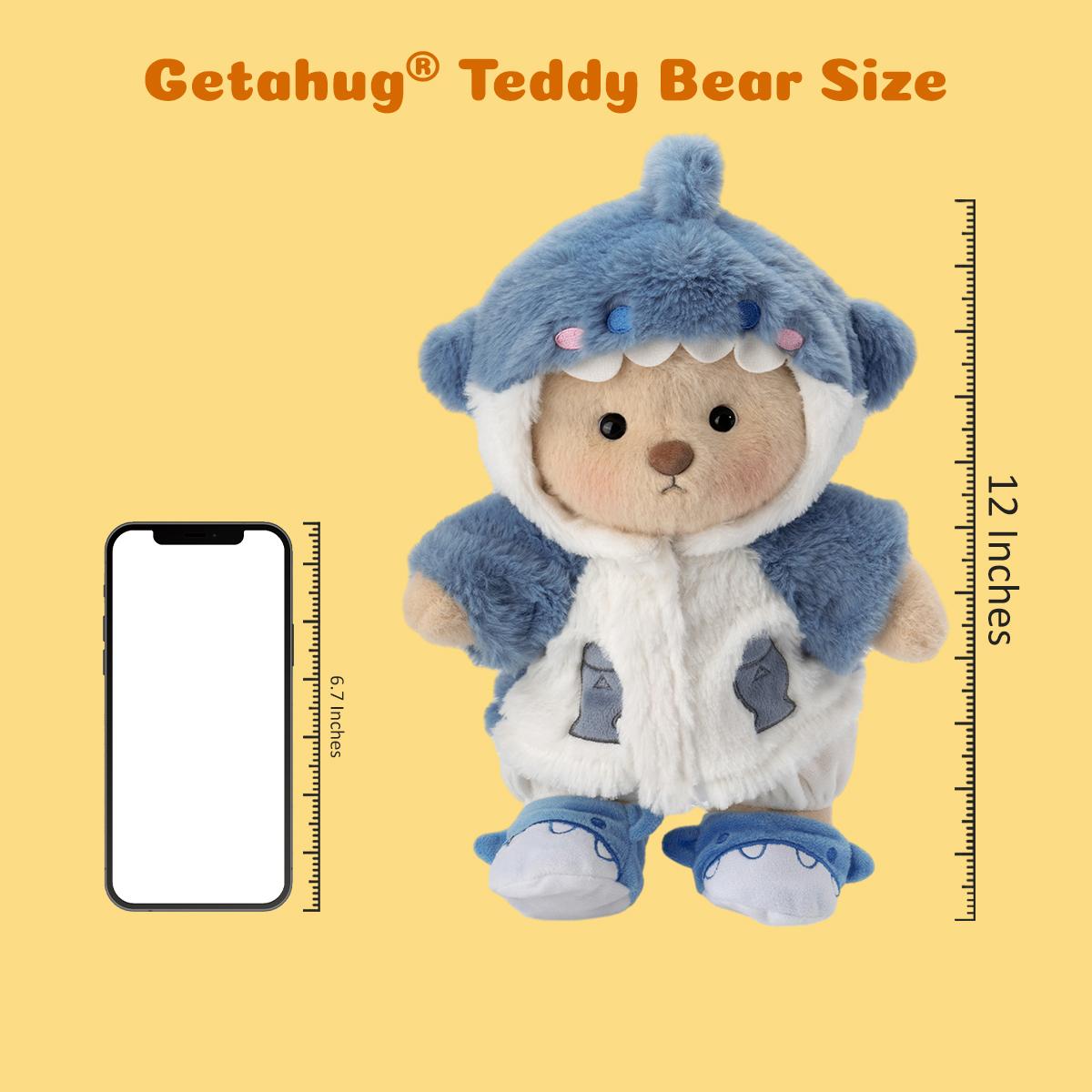 Shark Teddy Bear | Getahug Handmade Jointed Plush with Changeable Poses, Cuddly Stuffed Animal Gift for Collectors & Lovers, cozyvibes Huggable Collectible