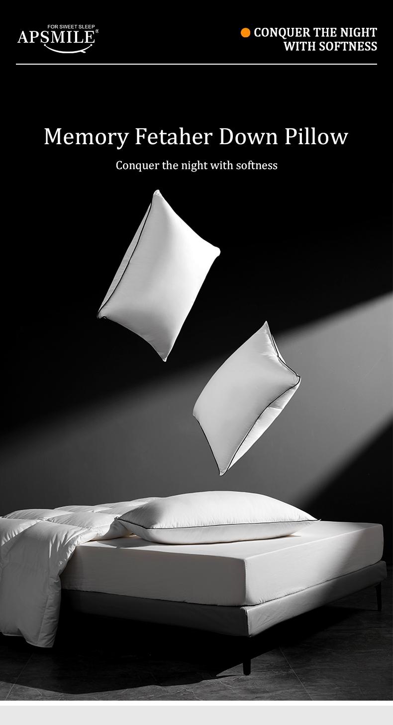 APSMILE Memory Goose Feather Down Pillow Set of 2 with Organic Cotton Cover Super Fluffy Cozy Hotel Collection for Side Back and Stomach Sleepers