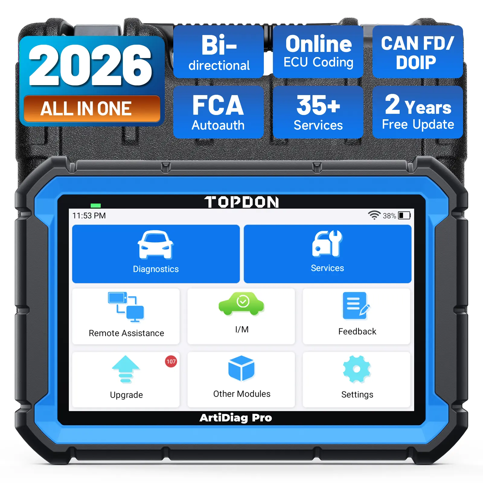 TOPDON ArtiDiag Pro Bidirectional All System Diagnosis ECU Coding 35+ Services 2 Years Free Update Upgrade Obdii Scanner Diagnostic Tool Automotive