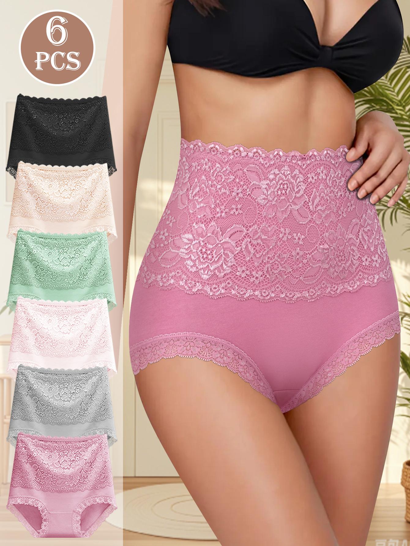 QUASTI 6 Piece Women's High Elasticity Briefs, Cotton Comfortable & Breathable Underwear, Hip Lifting Underwear Lace Style Fashionable Design, Suitable For Women's Daily Life SpringStatements