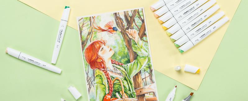 Ohuhu Alcohol Markers: Fine & Slim Broad Chisel Dual Tips - 108 Basic Colors - Alcohol-based Refillable Art Markers for Artist Adult Coloring Book Illustration Drawing Manga 108 Set - Kaala Series of Ohuhuart