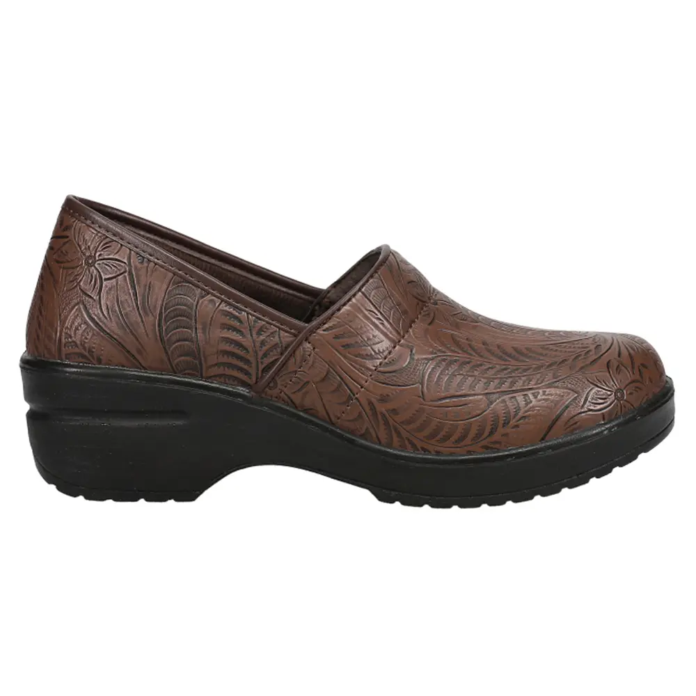 Easy Works by Easy Street Womens Lyndee Slip Resistant Soft Toe  Work Safety Shoes Casual - Brown