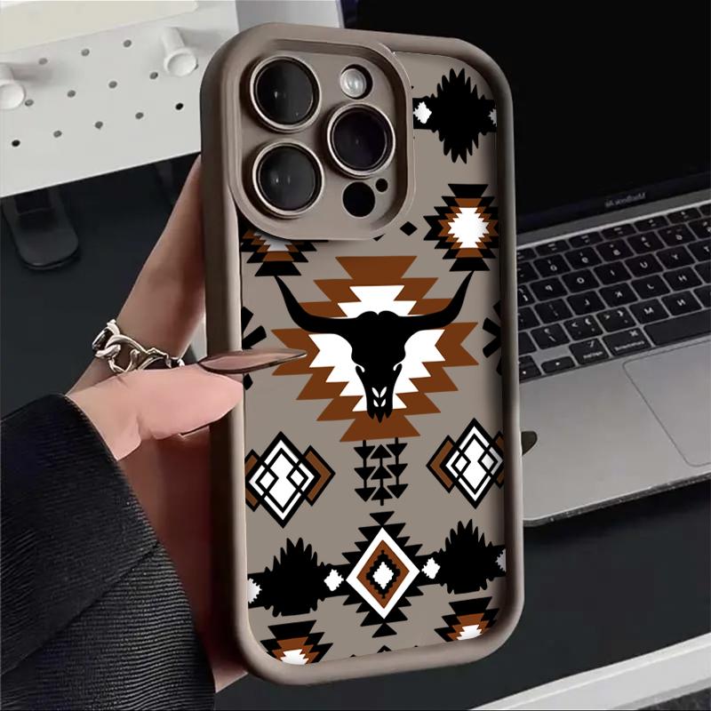 Western style long horn design Phone case for iPhone Samsung Galaxy cases 16Pro Max 16 14 13 12 11 XR XS Plus E S25 S24 S22 S23  Advanced fashion gift Full Body Protection Shockproof TPU Soft Silicone Cover
