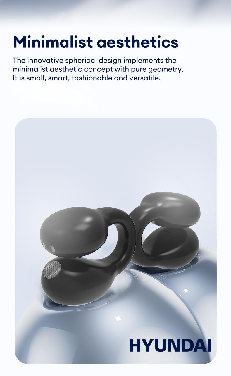 HYUNDAI LP25 Clip On Ear Wireless Headphones, Audio Wireless Earbuds Built-in Microphone for Music & Phone Call,Bluetooth Flash 5.4 Rejects Delays, Waterproof & Dustproof Comfortable for Sports & Workouts