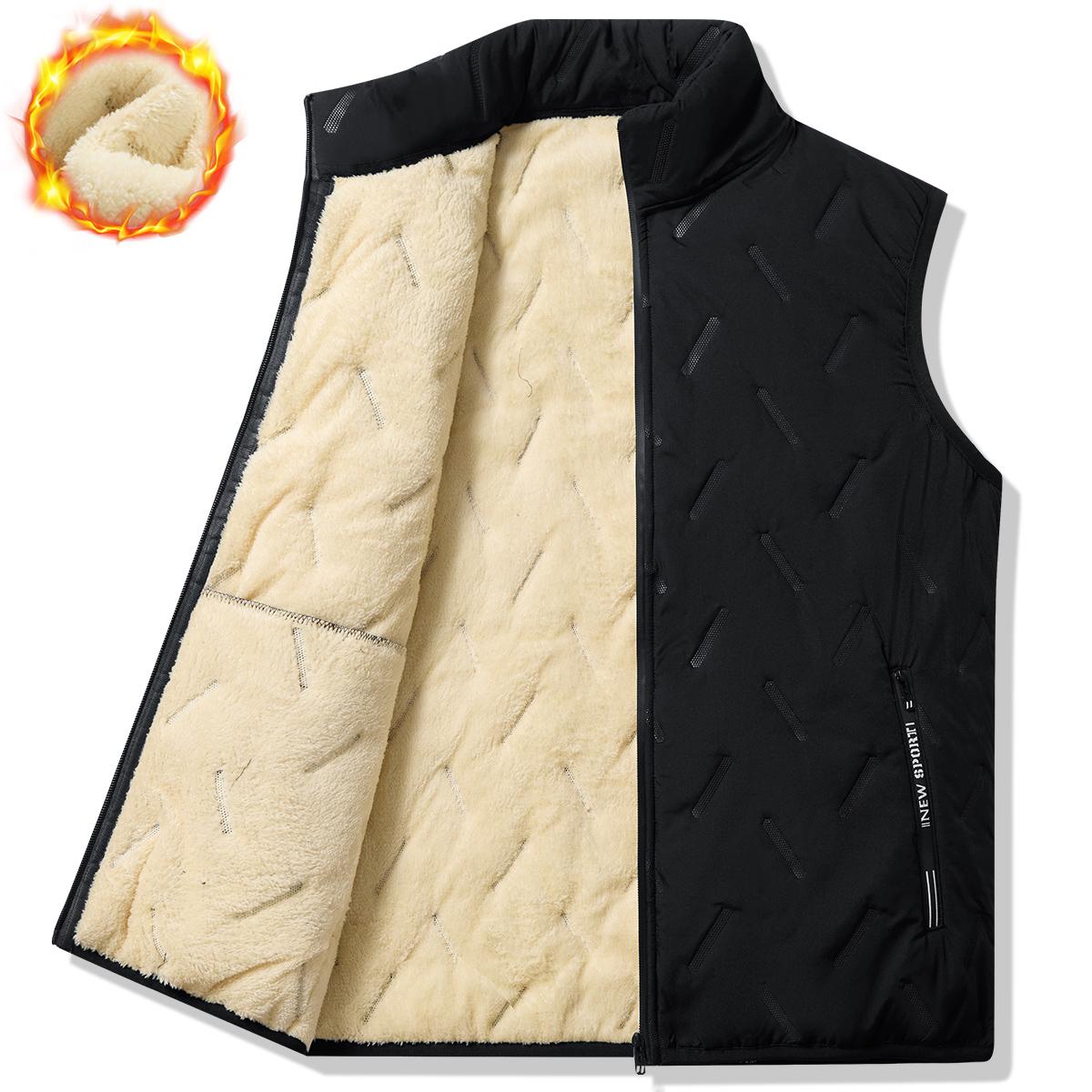 Men's Stand Collar Vest with Zipper Pockets Winter Jacket, Suitable for Cold Weather, Layered Style Men's Winter Vest, Men's Winter Apparel, Men's Warm Clothing hood eve st plain fleece autumn winter warm vest fleece Casual Sleeveless Gilet thick wi