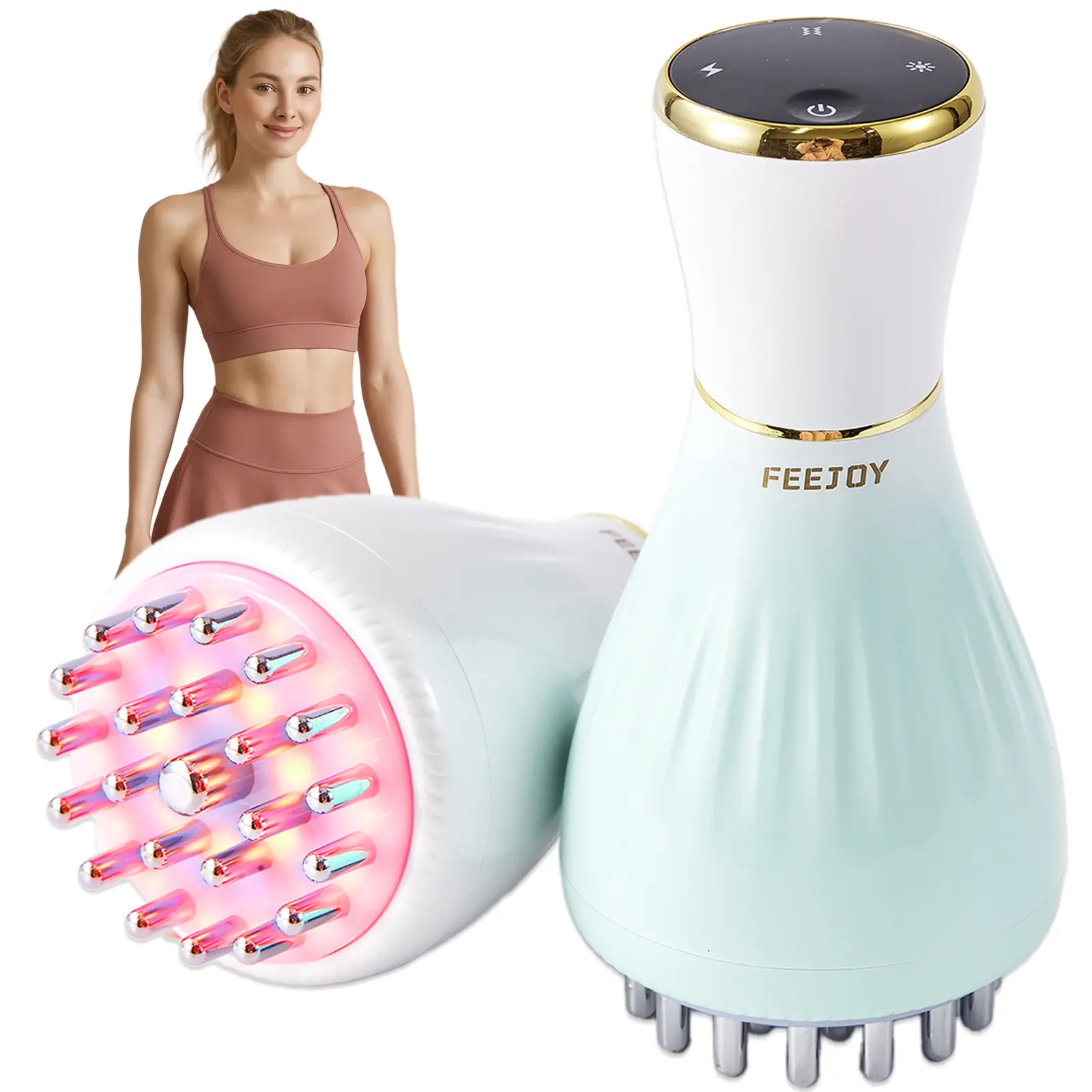 FEEJOY Handheld Full Body Comfort Massager with Heat Vibration 4 Modes 12 Levels Masseur anti-cellulite Silhouette  Pro+ Portable Muscle Relief for Memorial Day Weekend Relaxation Gifts,dorm essentials