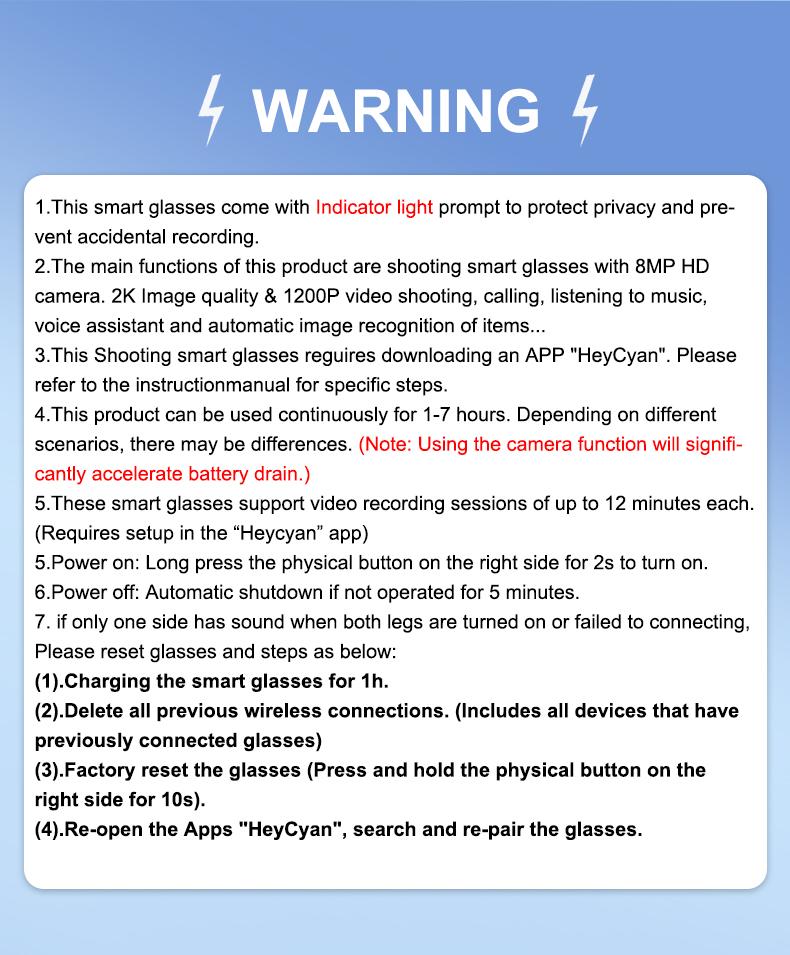 Smart Sports Glasses with 8MP Camera, 2K Photo/1200P Video Recording Wearable Glasses, IP54 Waterproof Multifunctional Wireless Audio Bluetooth Glasses with Headphone, Outdoor Sports Polarized Sunglasses with AI Voice Assistant, UV Protection Eyeglass Smart Sports Glasses with 8MP Camera, 2K Photo/1200P Video Recording Wearable Glasses, IP54 Waterproof Multifunctional Wireless Audio Bluetooth Glasses with Headphone, Outdoor Sports Polarized Sunglasses with AI Voice Assistant, UV Protection Eyeglass