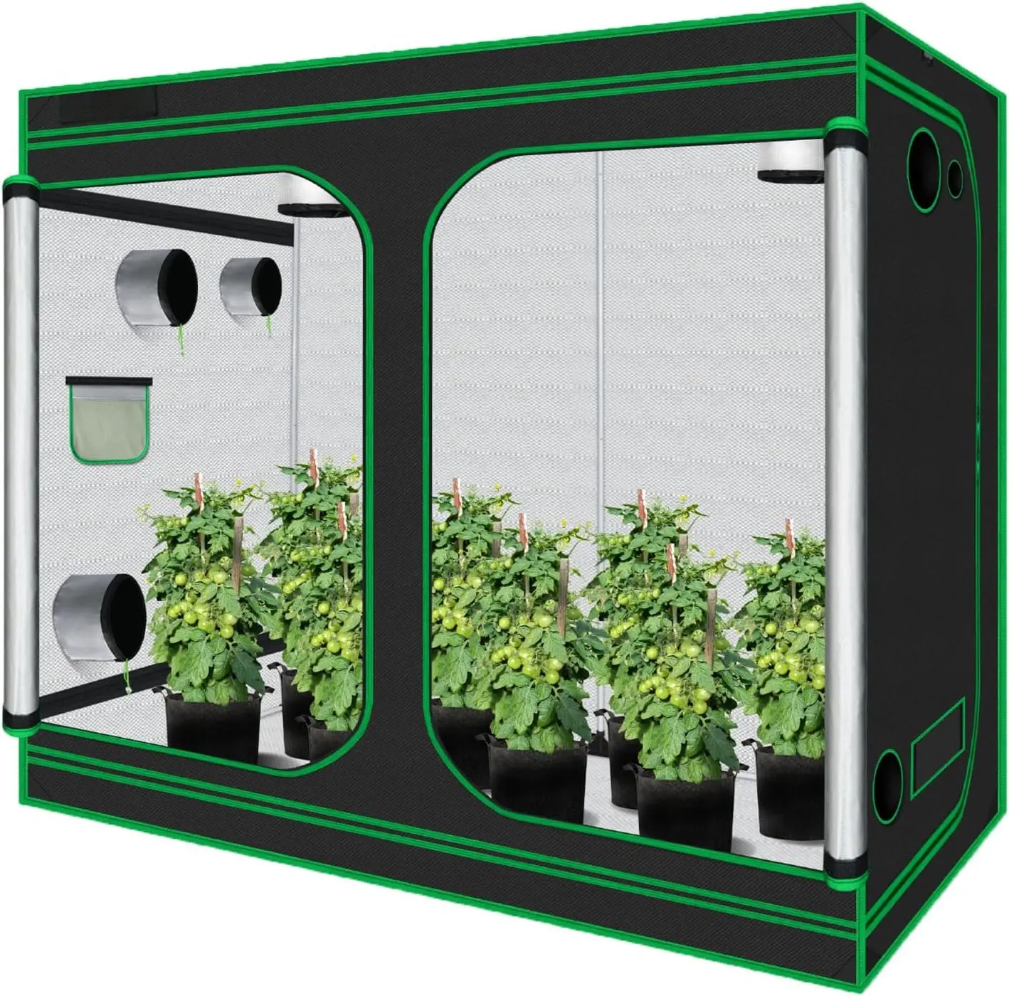 Grow Tent 96"x48"x78" 600D Mylar Hydroponic Indoor Grow Tent with Observation Window, Removable Floor Tray and Tool Bag for Indoor  Growing 8x4