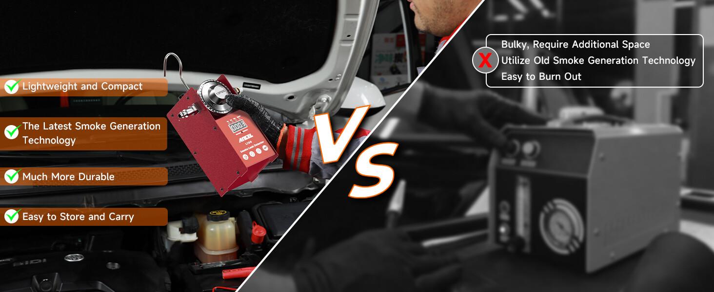 ANCEL L100 Automotive Smoke Machine EVAP Smoke Leak Detector with Digital Pressure Gauge, Air Smoke Dual Modes, Automotive Car Vacuum Leakage Locator All Systems Leak Detector for All Pipes Car Truck