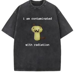 I Am Contaminated with Radiation Funny Cat Meme T-shirt Short Sleeve Men Women Vintage T Shirt MaleCotton T Shirts