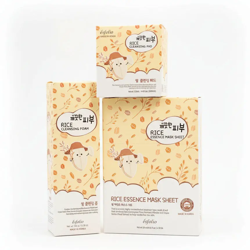 ESFOLIO - Rice Cleansing Foam, Cleansing Pads and 10 Sheets Mask Set