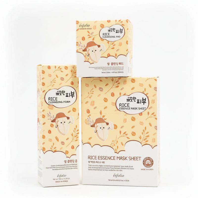 ESFOLIO - Rice Cleansing Foam, Cleansing Pads and 10 Sheets Mask Set ...