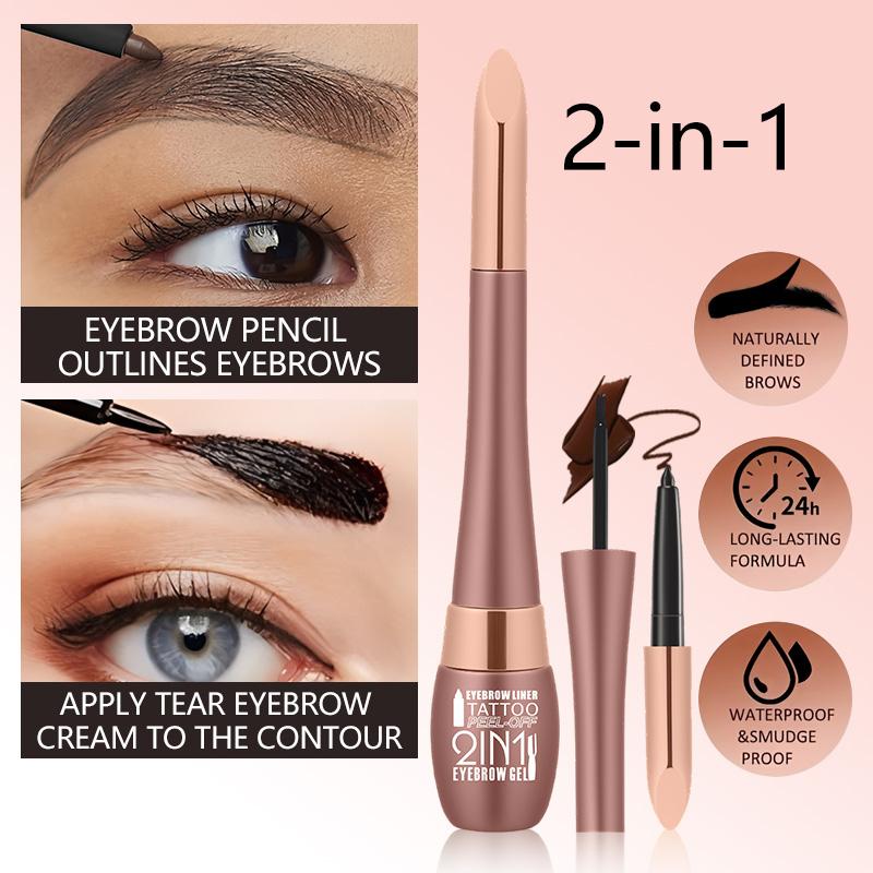 Easy Peel-Off Eyebrow Gel - Waterproof & Sweatproof, Long-Lasting Black or Brown Tattoo Tint, Film Forming, Medium Coverage for All Skin Types Waterproof Natural Shedding Eyebrow Gel Makeup Cosmetic eyebrow pencil eyebrow gel eyebrow tint  1# Darkbrown