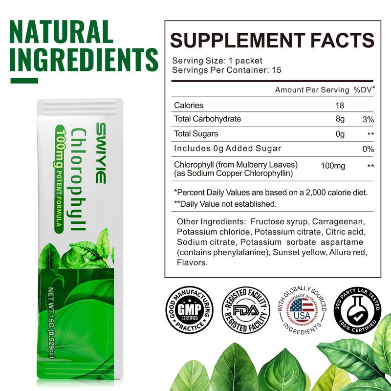 Swiyie Chlorophyll Jelly – Sugar-Free Daily Detox Supplement for Body Odor, Skin Clarity & Liver Support – Plant-Based, Portable, Vegan-Friendly, 15 Pack Edible Healthcare