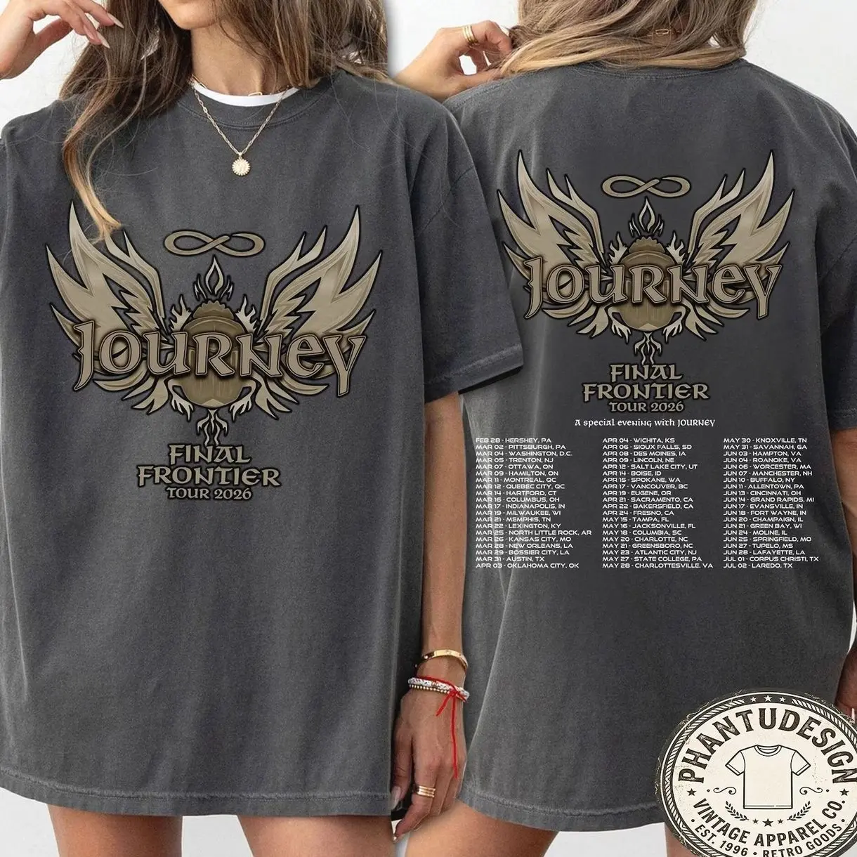Journey Final Frontier Tour 2026 Shirt Vintage Rock Concert Tee 90s Style Band Graphic Unisex T Shirt Gift for Classic Rock Fans