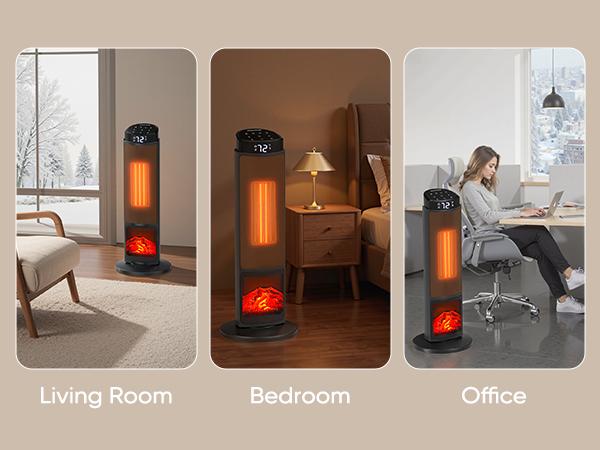 【Clearance Deal】24inch Space Heaters for Indoor Use, Portable Heater with 3 Light Colors, Adjustable Thermostat with Remote, Tip-over Protection Up to 95°F, 60°Oscillation,stop operating 30 seconds after the power is cut off.