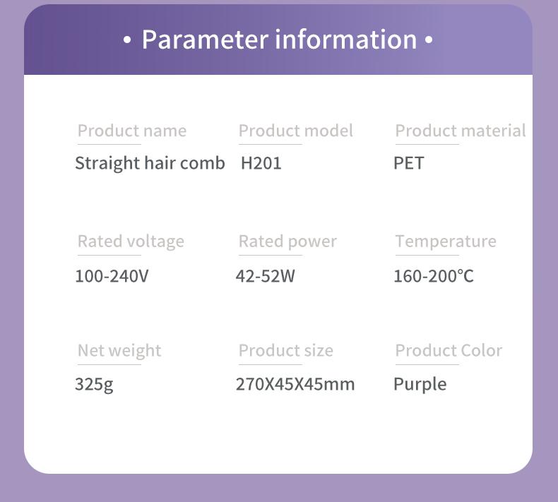 PretiHom-Hair Straightening Comb Styling Tool Anti-FrizzCurler Comfort Salon Negative lon Hair Brush StraighteningBrush Heated Hair Straightener